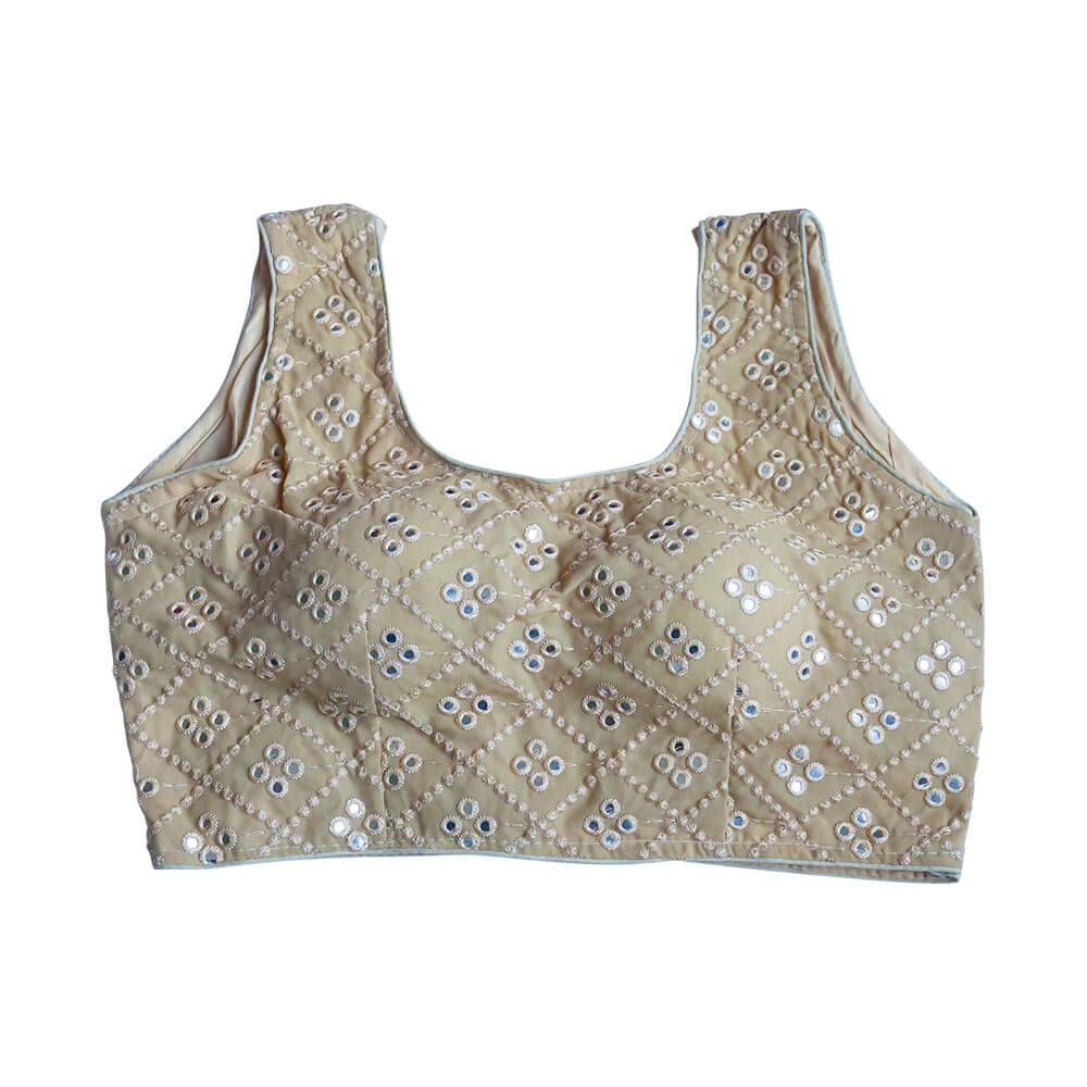 Gold mirror work wear sleeveless Saree Blouse | | Chiro's By Jigyasa
