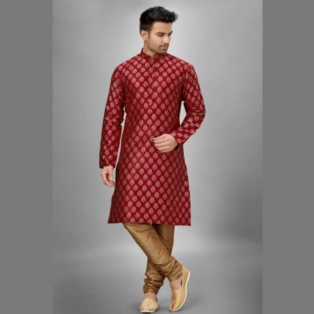 Golden red kurta pajama sale