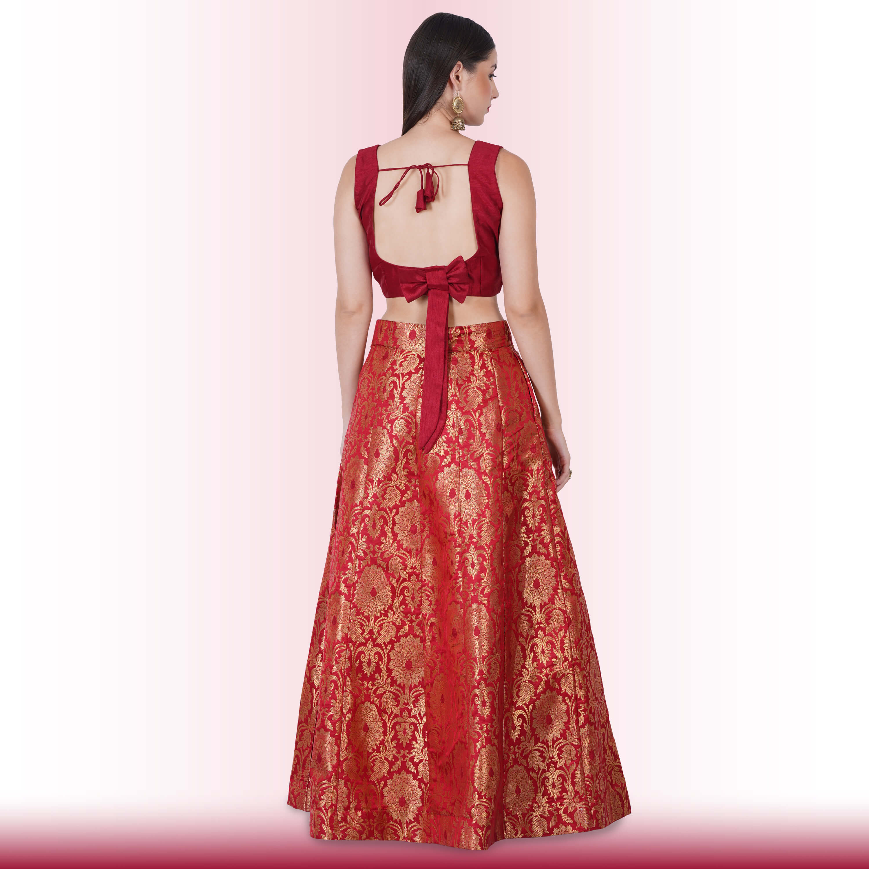Buy Maroon Organza Embroidered Umbrella Lehenga Wedding Wear Online at Best  Price | Cbazaar