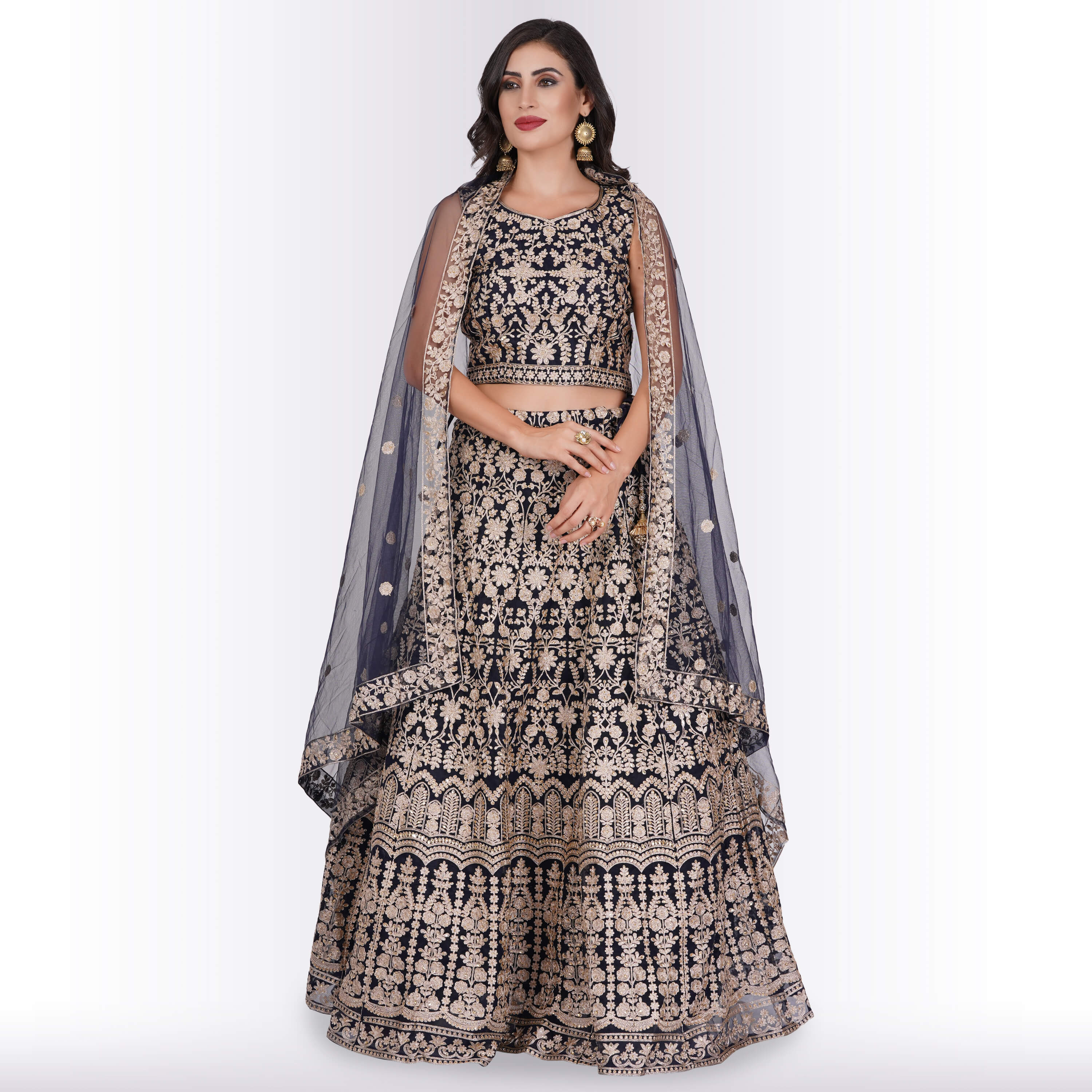 Buy grey Sequins Party Wear Lehenga Online from EthnicPlus for ₹2699
