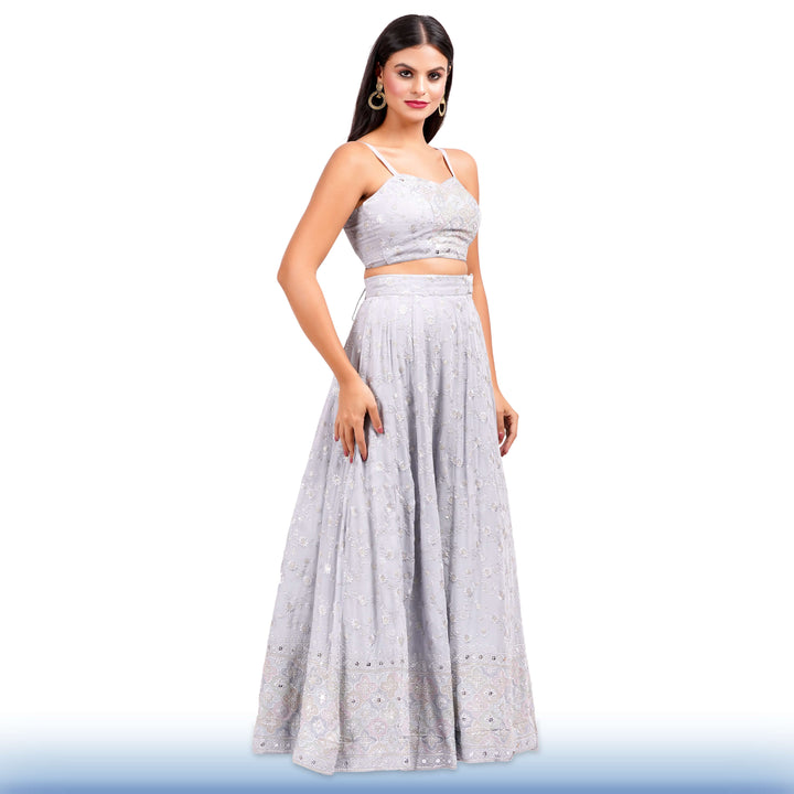 Gray Georgette Lehenga