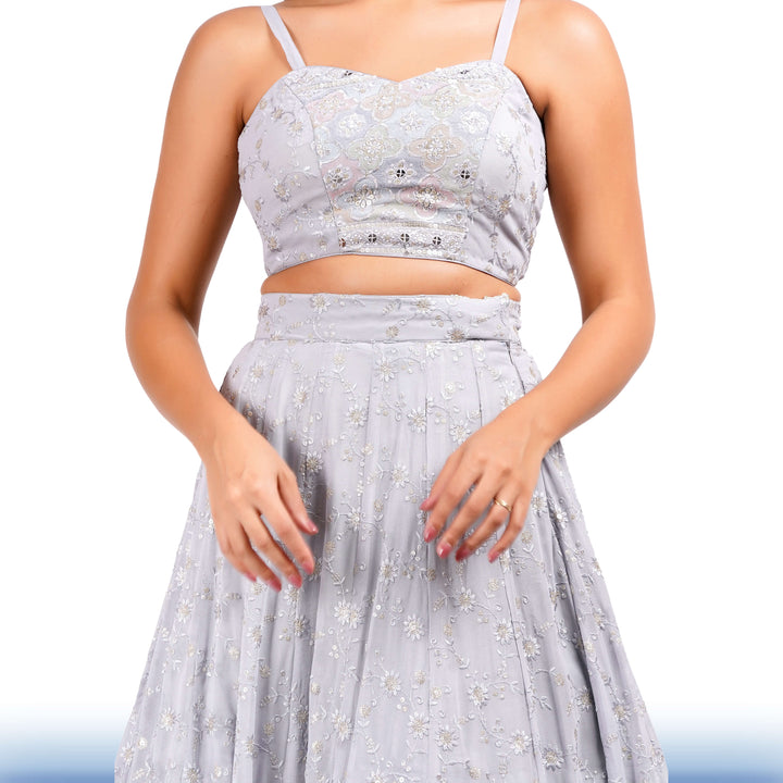 Gray Georgette Lehenga