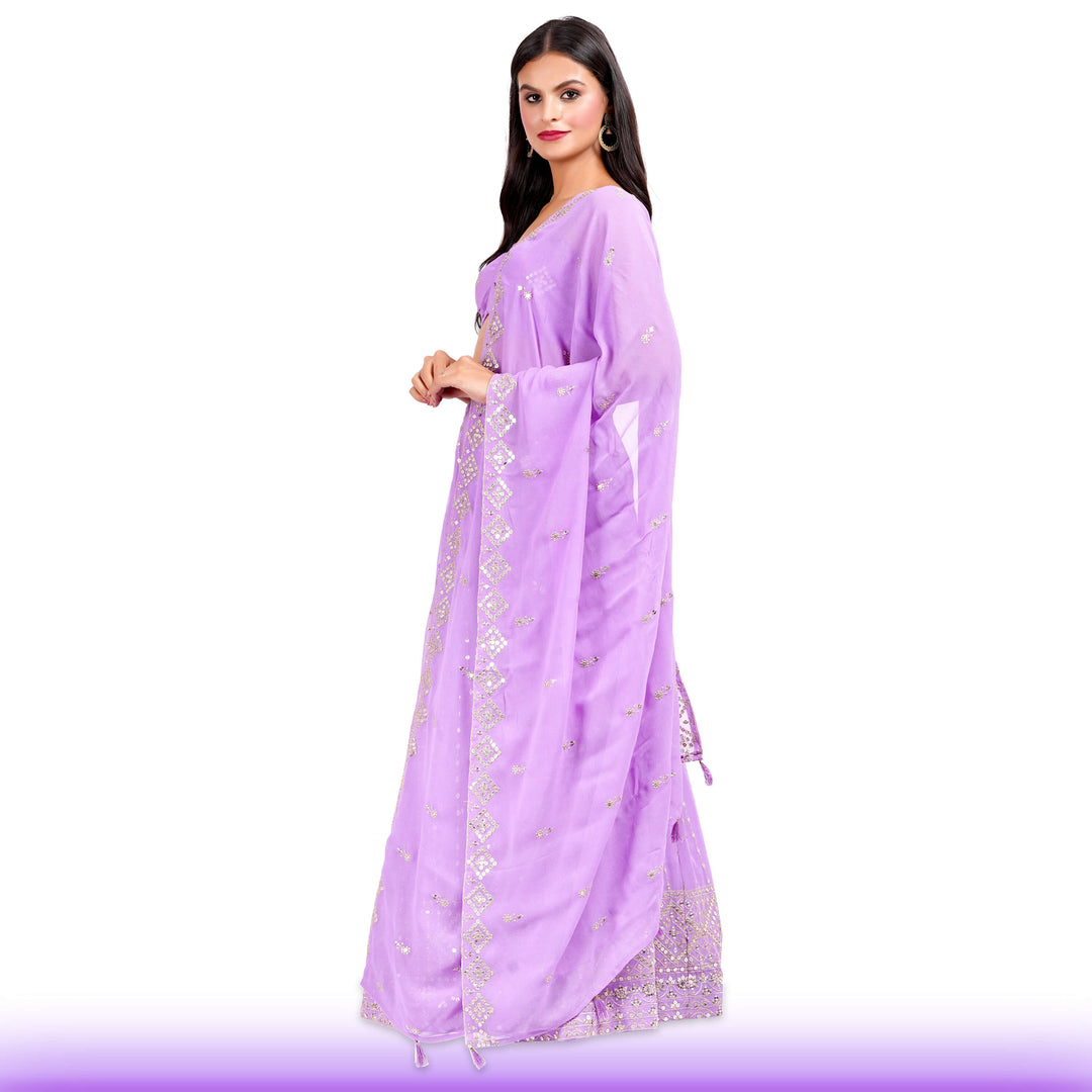 Lavendar Georgette Lehenga