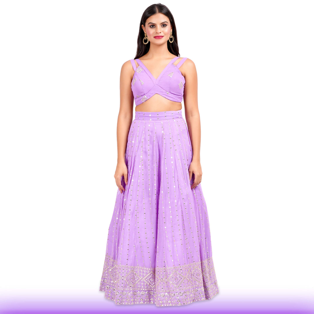 Lavendar Georgette Lehenga