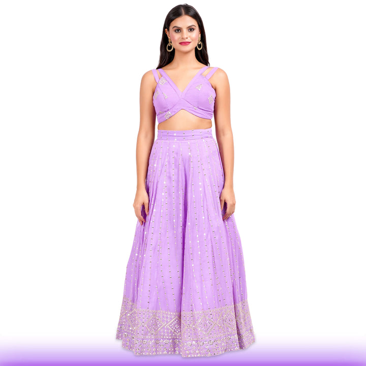 Lavendar Georgette Lehenga