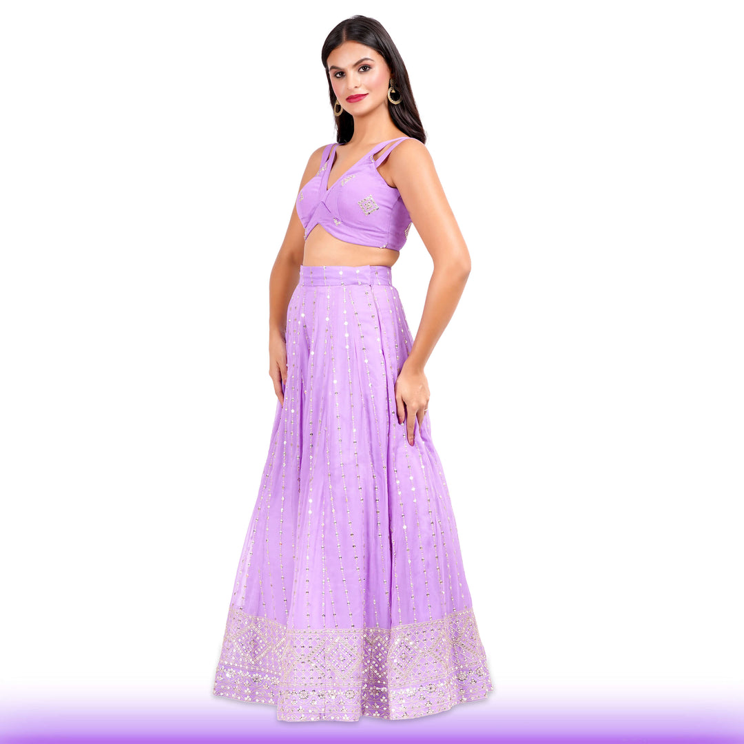 Lavendar Georgette Lehenga