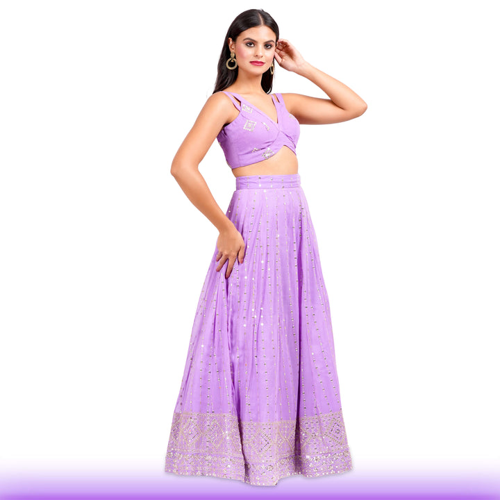 Lavendar Georgette Lehenga