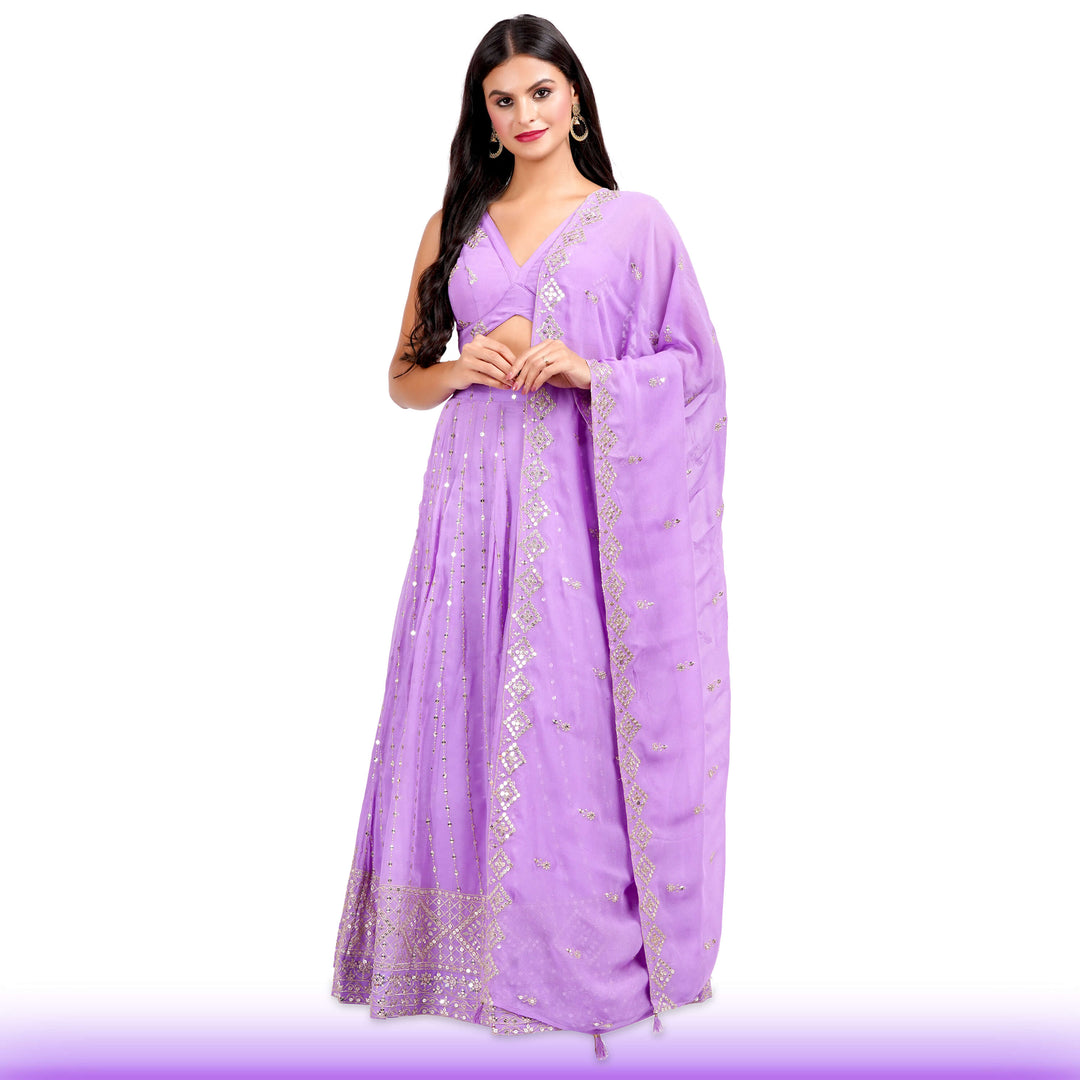 Lavendar Georgette Lehenga