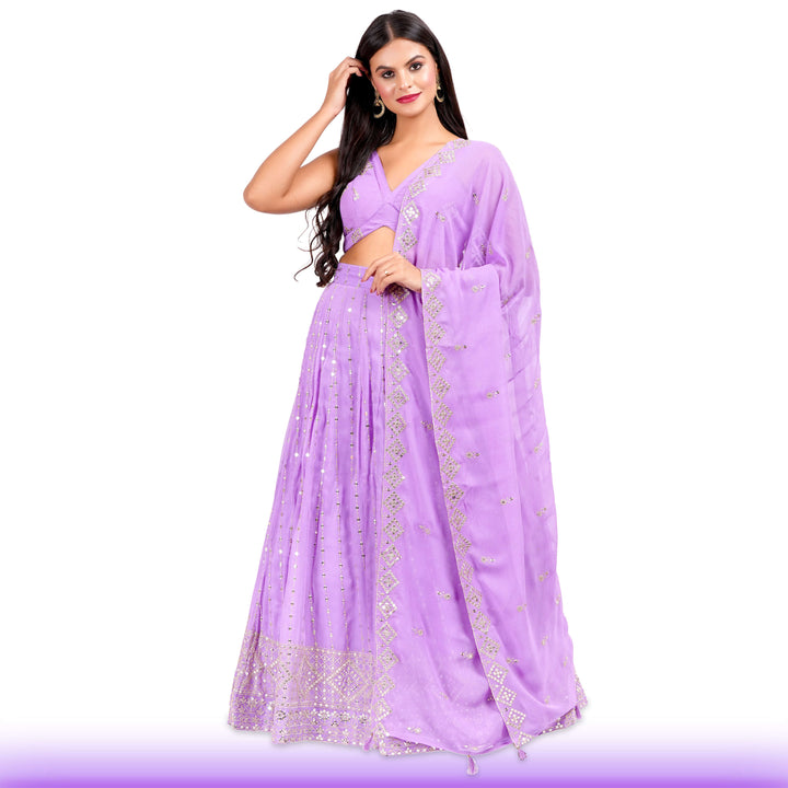 Lavendar Georgette Lehenga