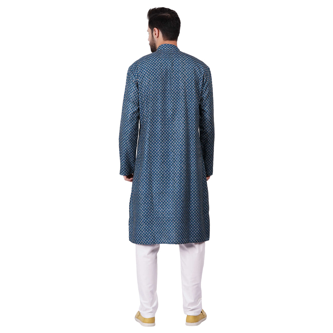 Teal Self design Kurta