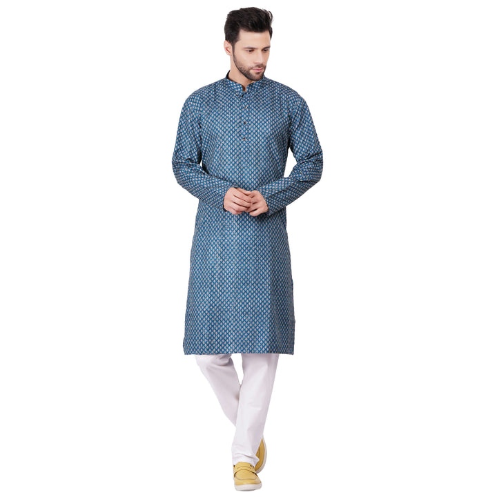 Teal Self design Kurta