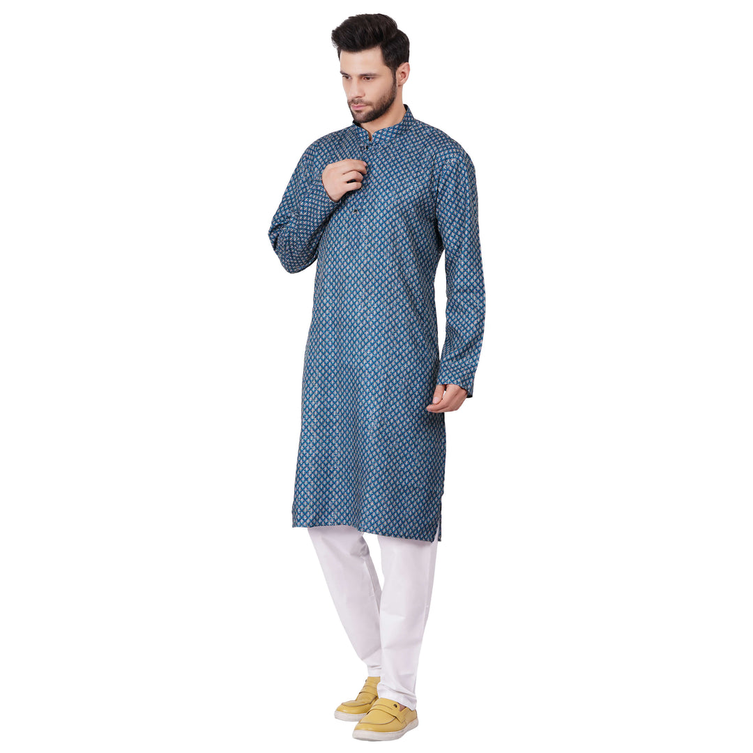 Teal Self design Kurta