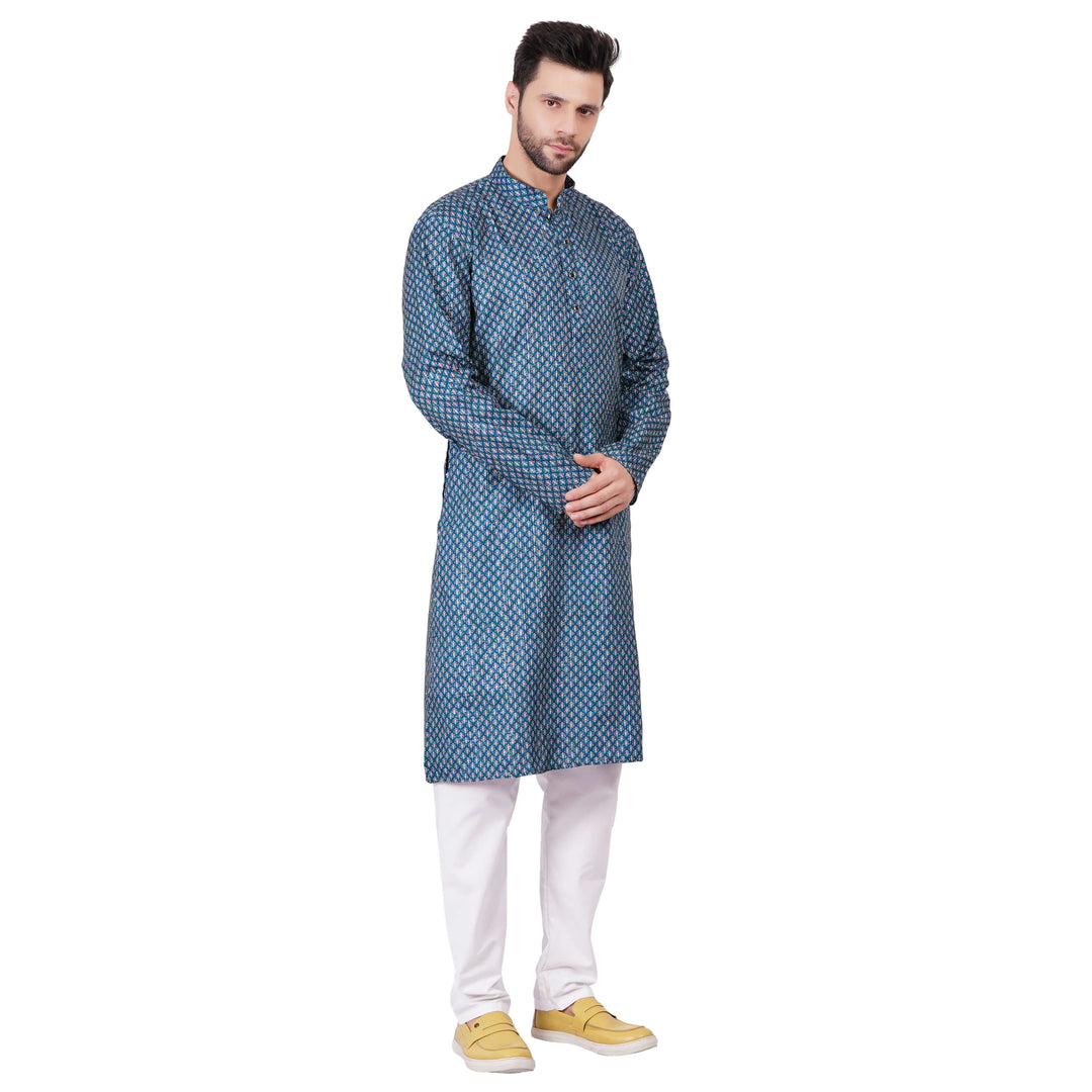 Teal Self design Kurta