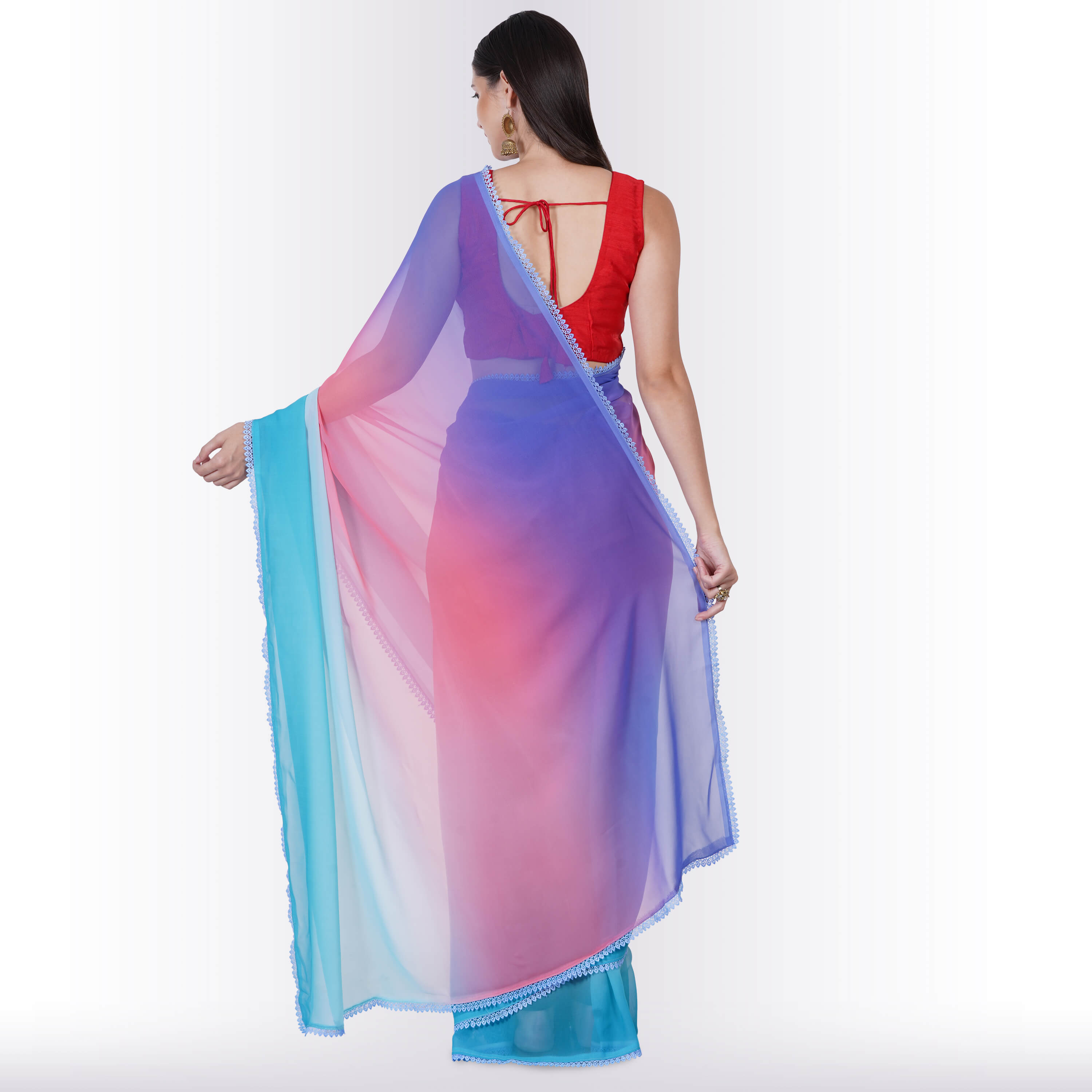 Buy SajaSajo Multi-Color Bengal Handloom Saree With Buti Without Blouse  online