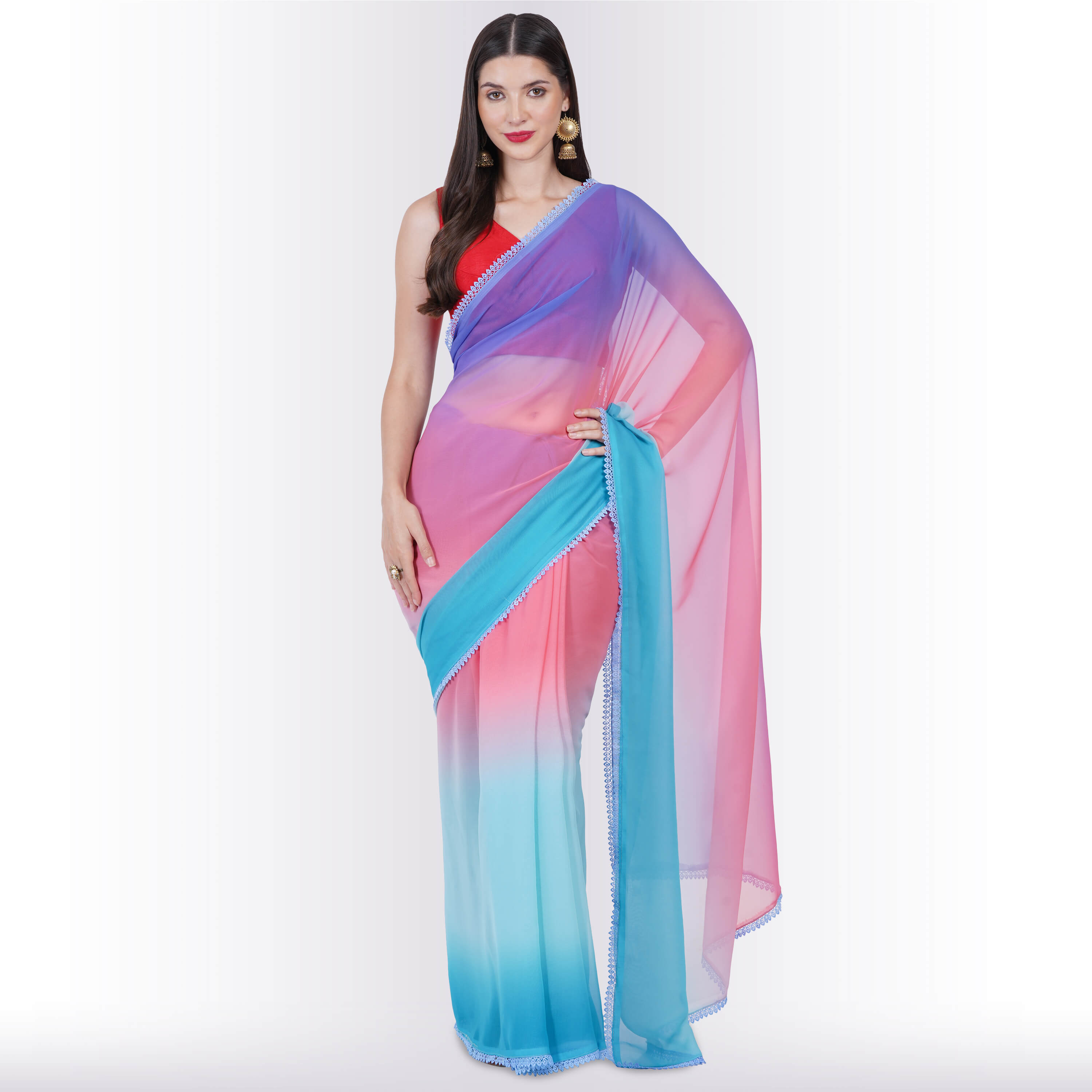 Buy Fancy Printed Double Color Saree For Women at Rs.450/Piece in surat  offer by VS Fashion