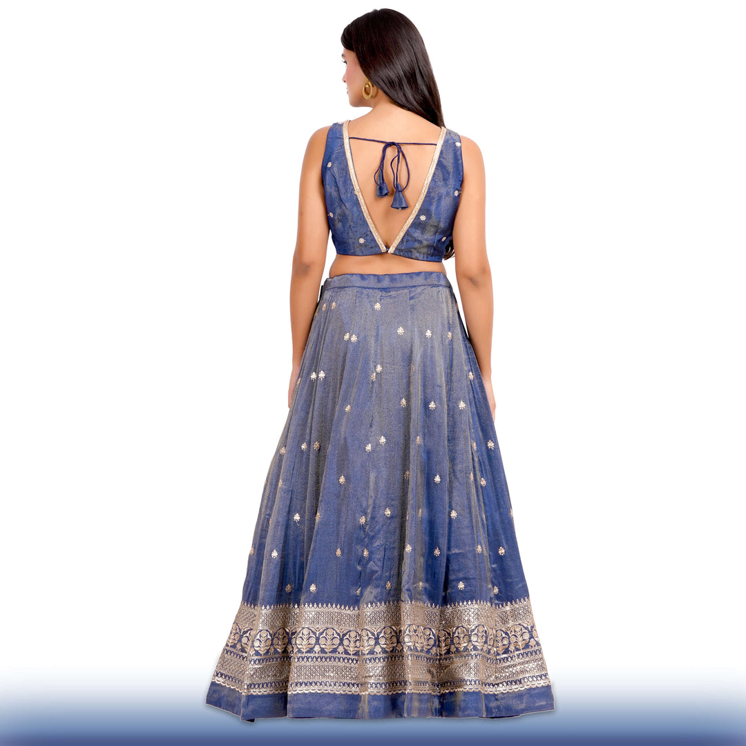 Regal Navy Blue lehenga in Organza