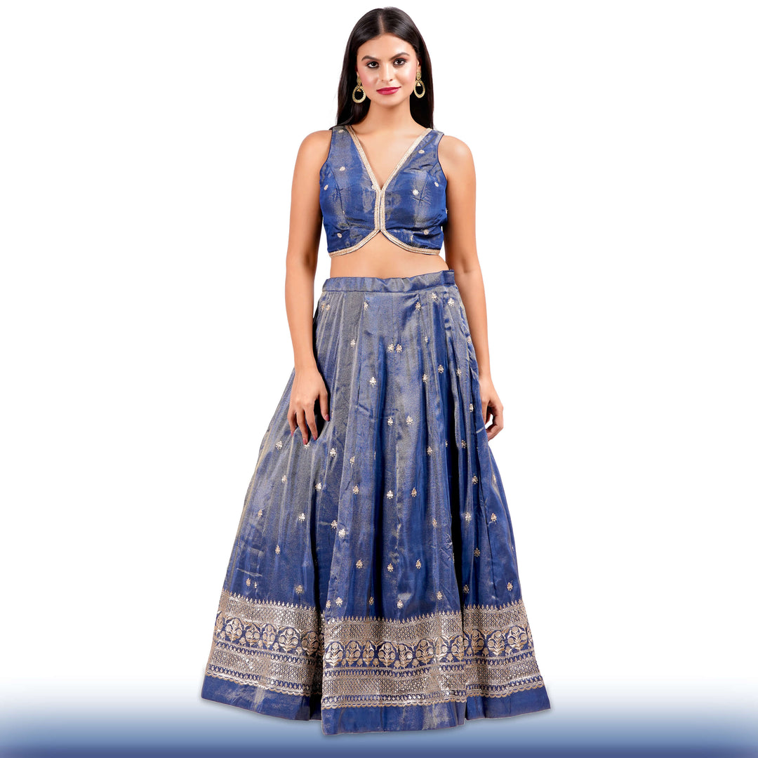 Regal Navy Blue lehenga in Organza