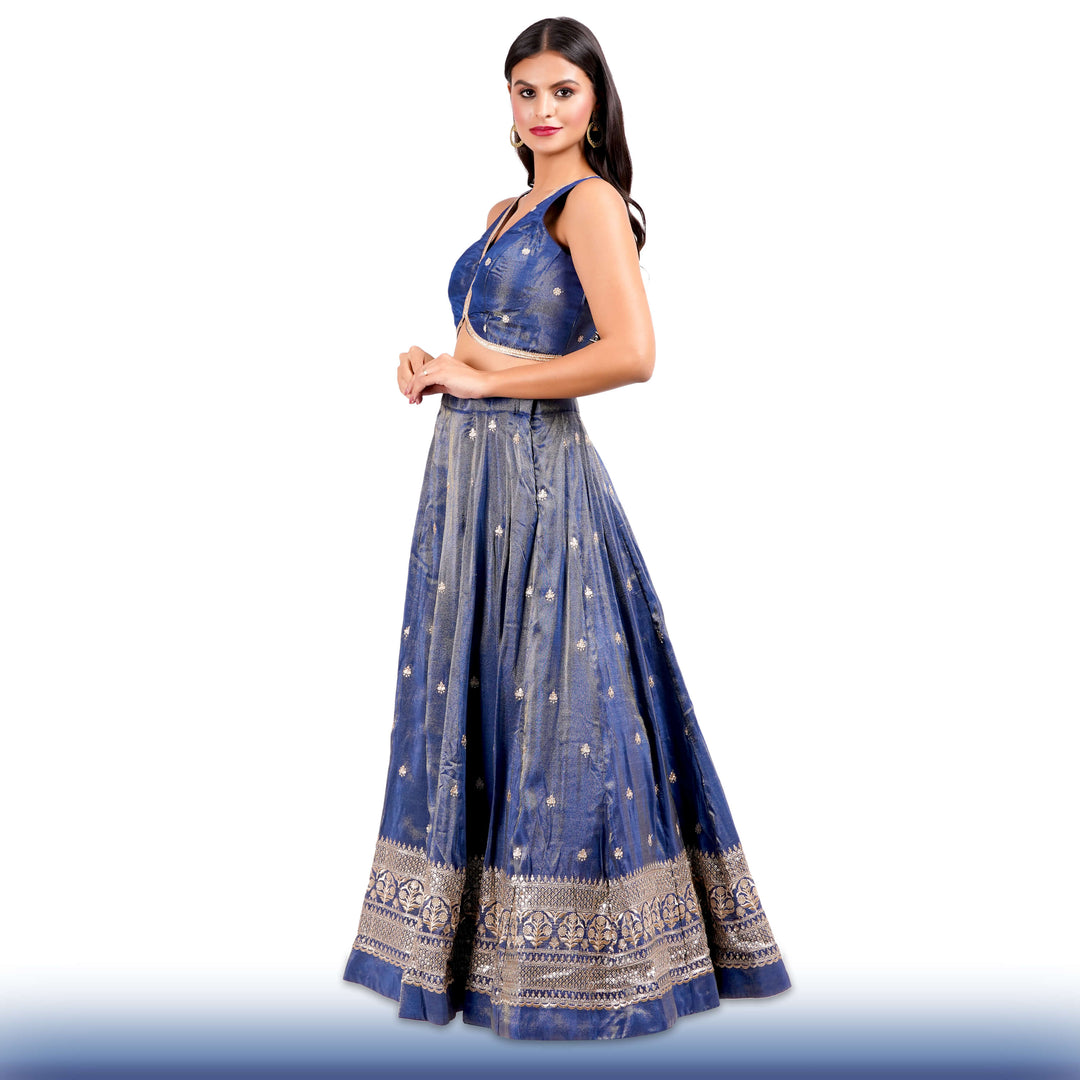 Regal Navy Blue lehenga in Organza