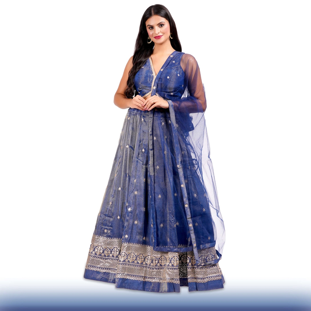 Regal Navy Blue lehenga in Organza