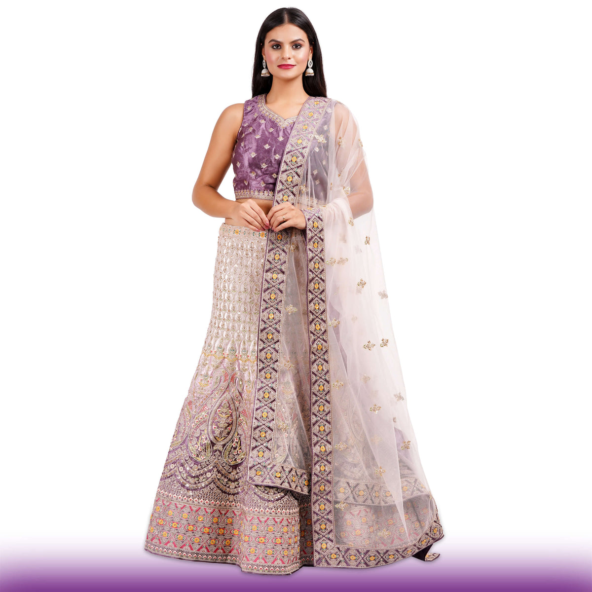 Exquisite Ombre Purple Wedding Lehenga