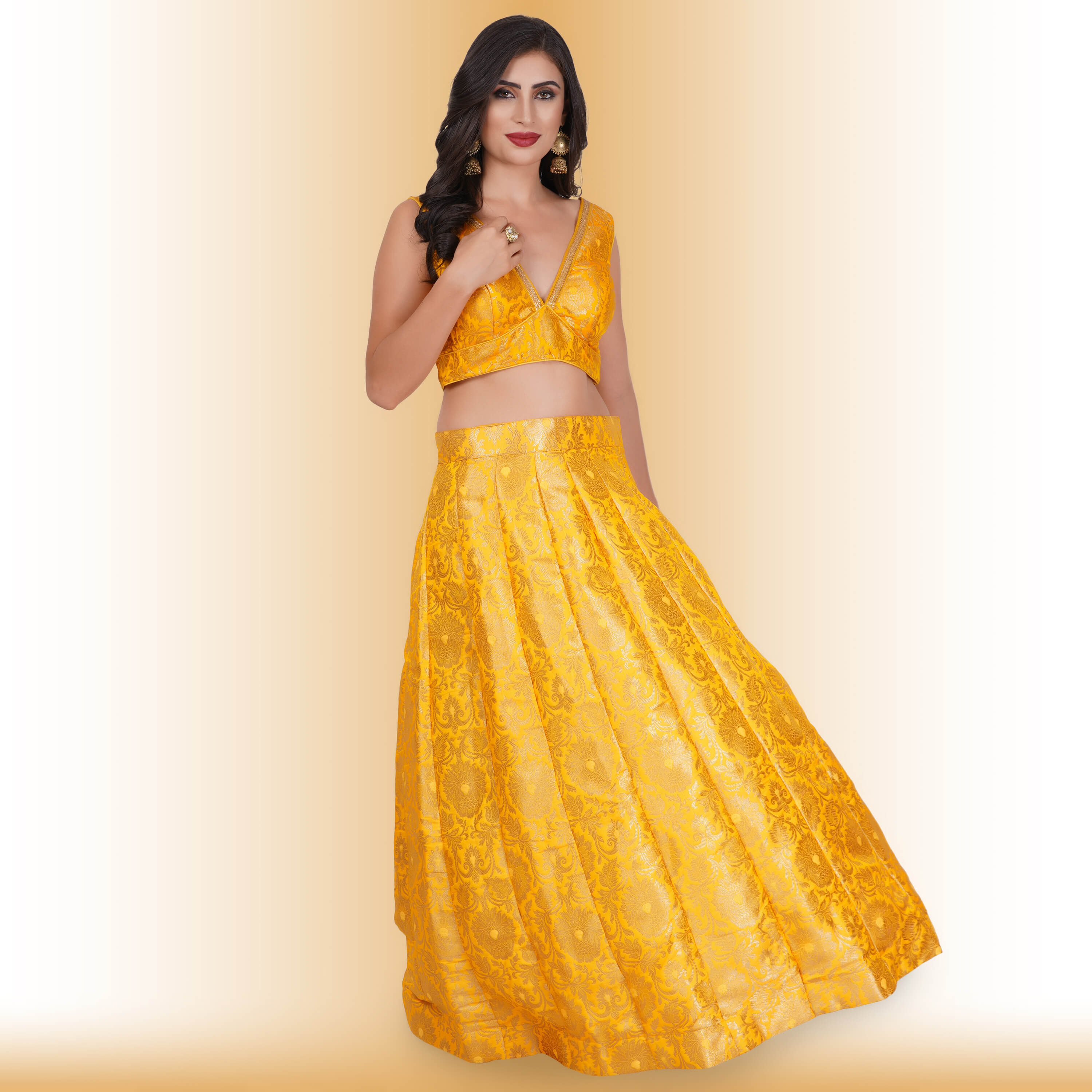 Impressive off White-yellow Crop Top Lehenga Choli, Indian Designer Ready  to Wear Lehenga in Banarasi Silk Base With Weaving Zari Work - Etsy Israel
