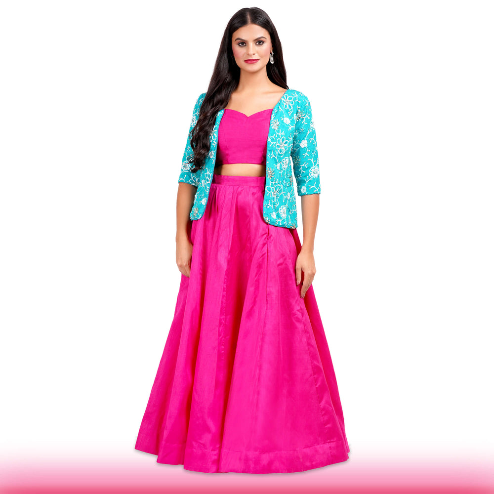 Pink Lehenga with Embroidered Jacket