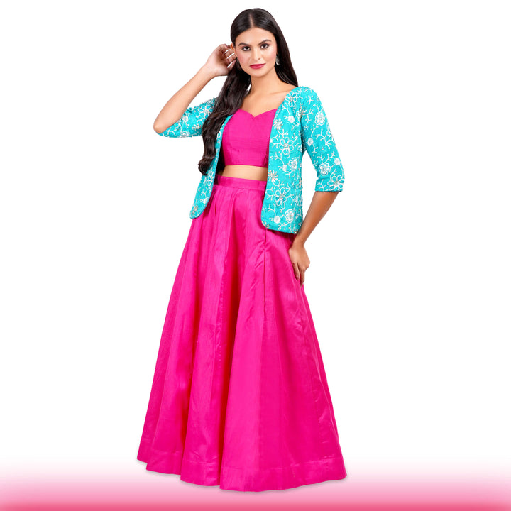 Pink Lehenga with Embroidered Jacket