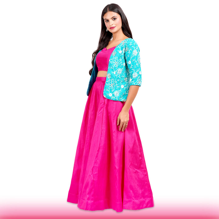 Pink Lehenga with Embroidered Jacket