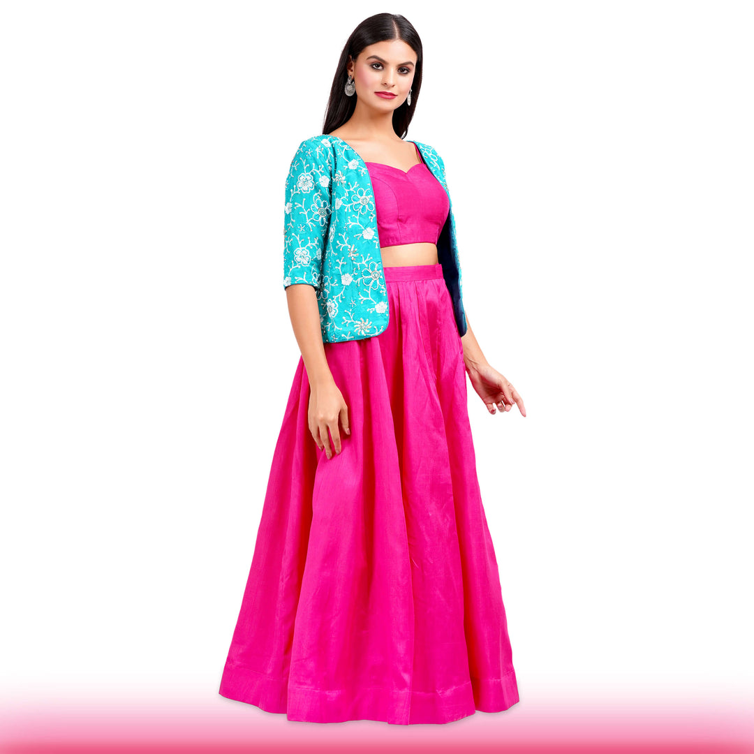 Pink Lehenga with Embroidered Jacket