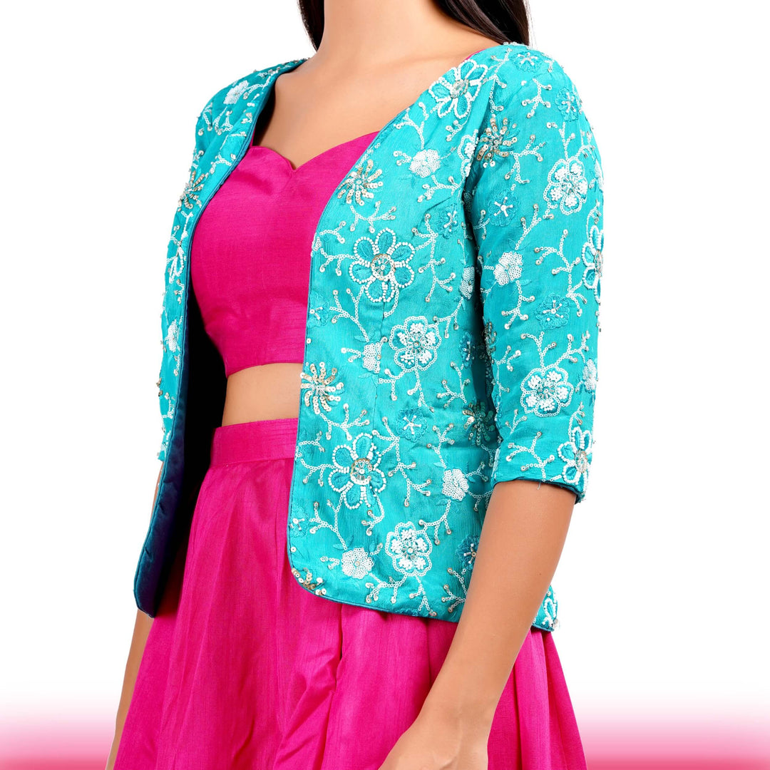 Pink Lehenga with Embroidered Jacket