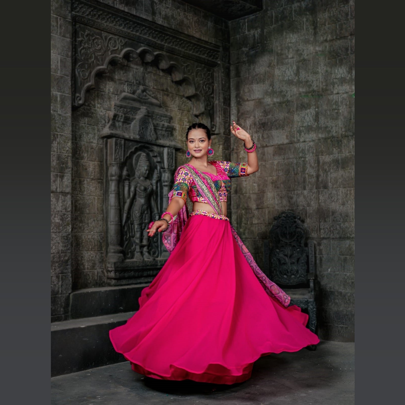 Georgette Chania Choli - Hot Pink | Cotton Indian Dresses | Chiro's By  Jigyasa