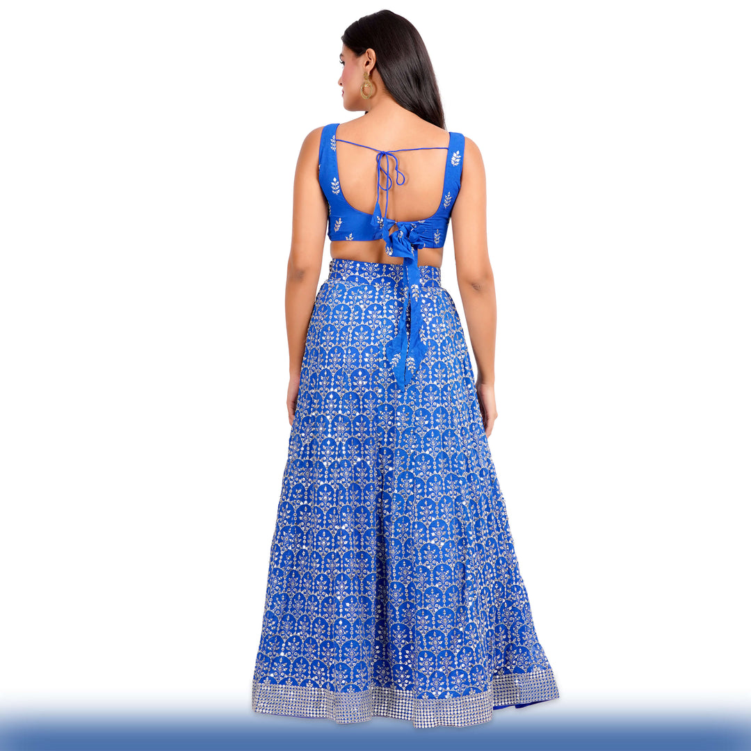 Sparkling Royal Blue Georgette Lehenga