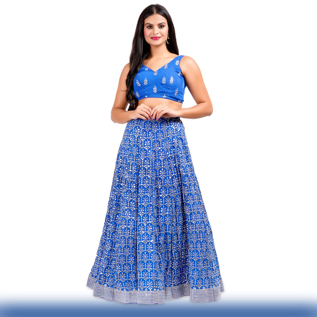 Sparkling Royal Blue Georgette Lehenga