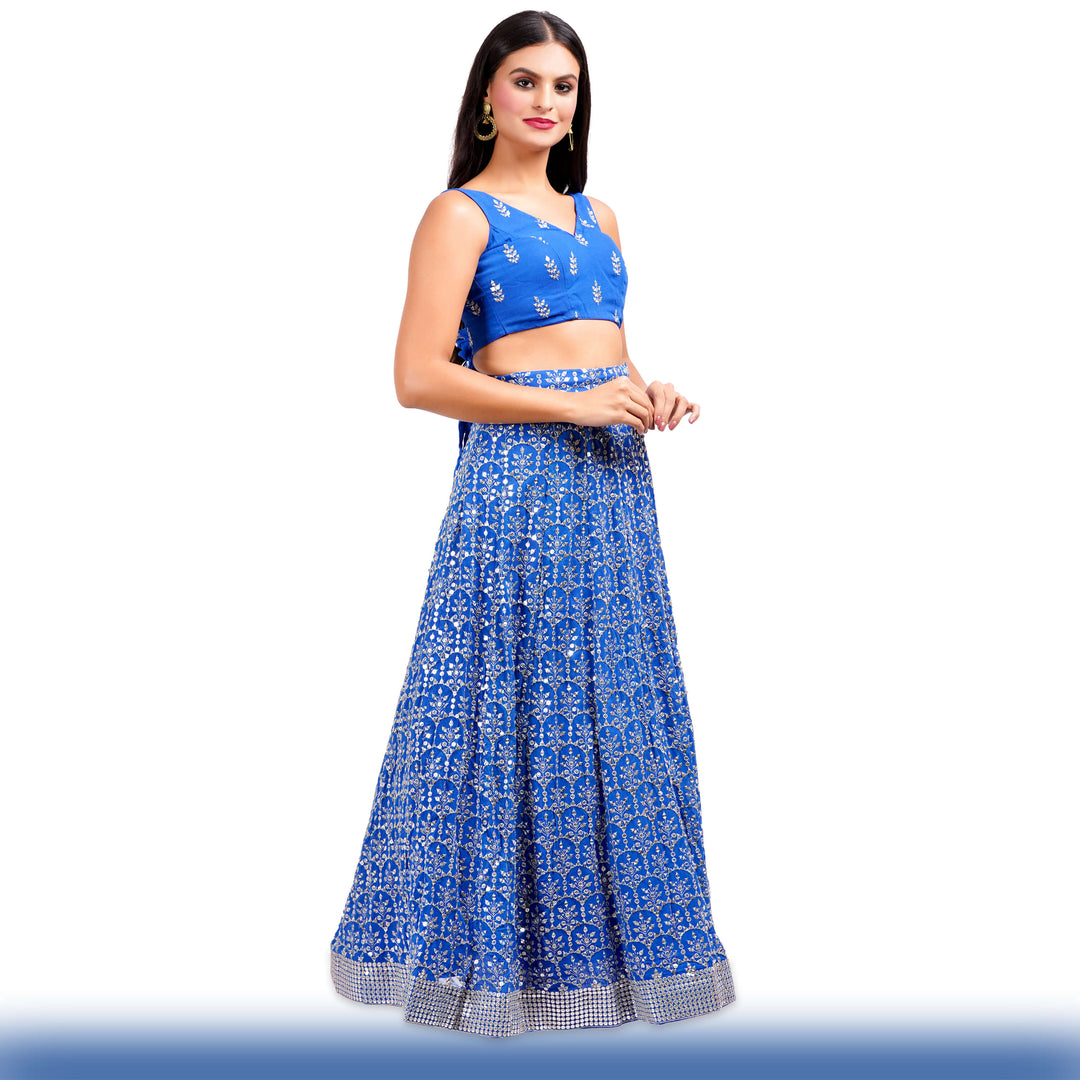 Sparkling Royal Blue Georgette Lehenga