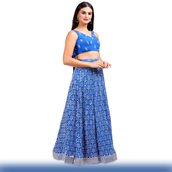 Sparkling Royal Blue Georgette Lehenga