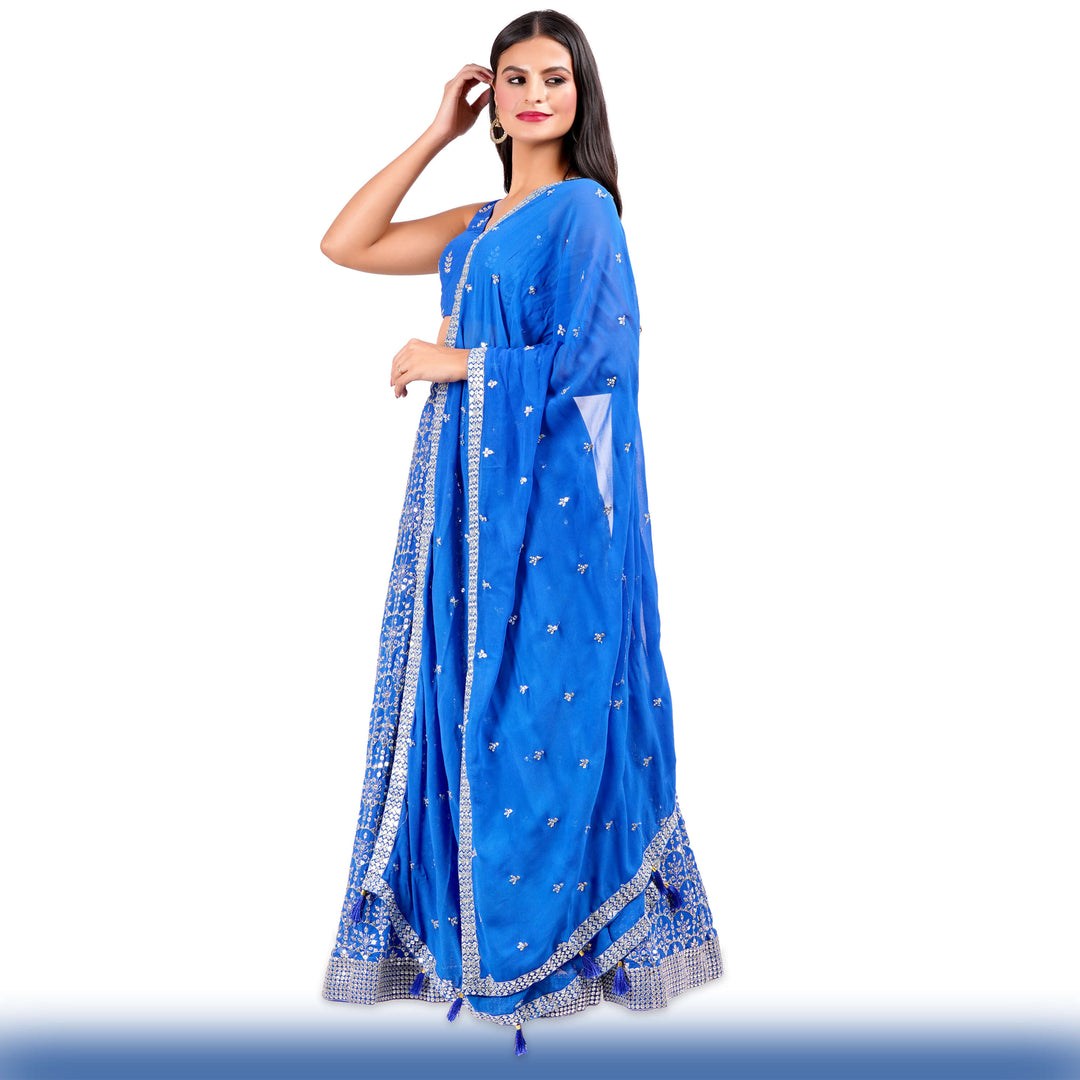 Sparkling Royal Blue Georgette Lehenga