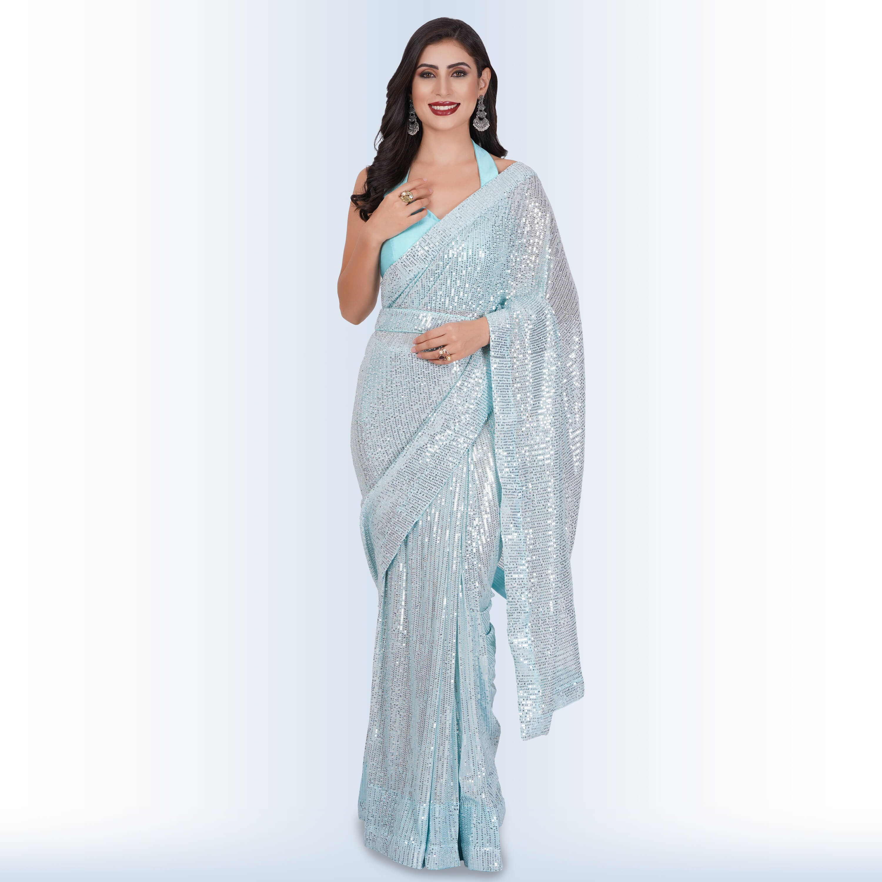 Buy online Sequins Work Saree With Blouse Piece from ethnic wear for Women  by Fashionseye for ₹899 at 78% off | 2024 Limeroad.com