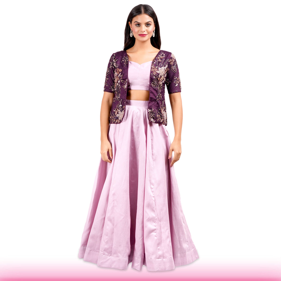 Purple Lehenga with Embroidered Jacket