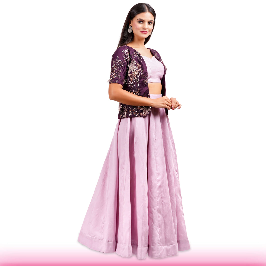 Purple Lehenga with Embroidered Jacket