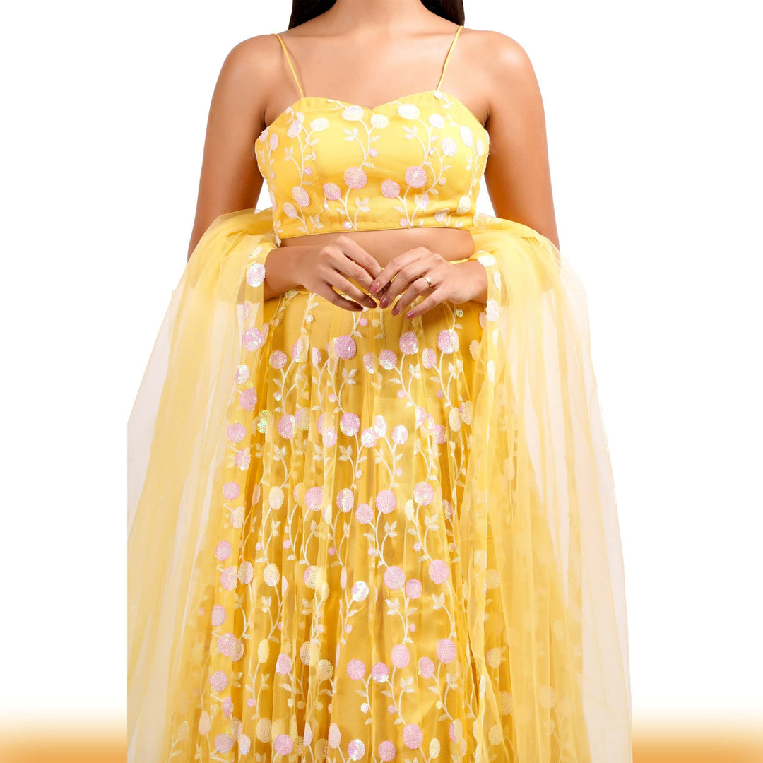 Yellow Rainbow Sequin Lehenga