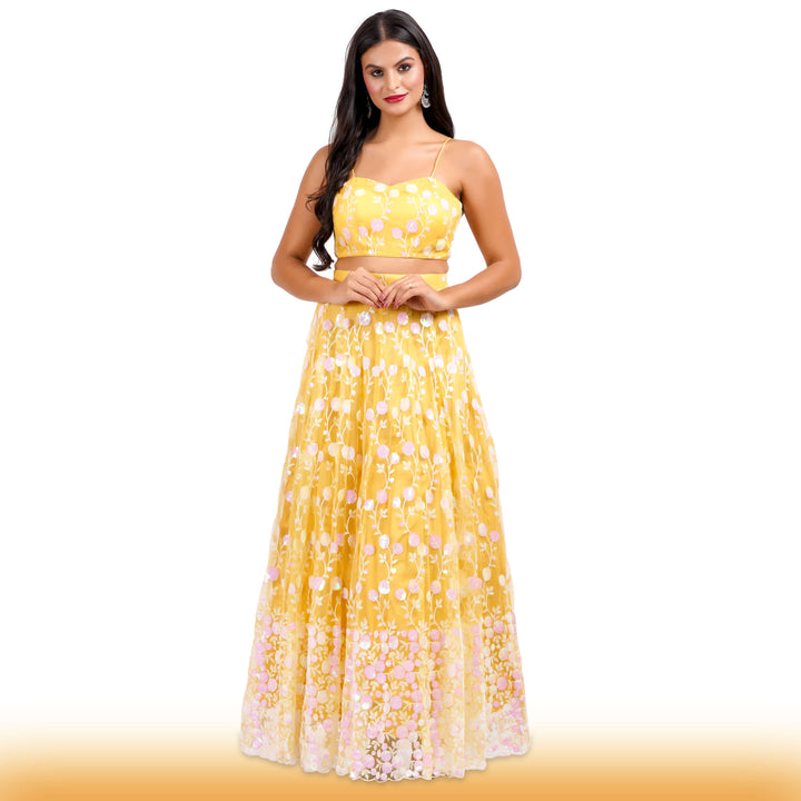 Yellow Rainbow Sequin Lehenga