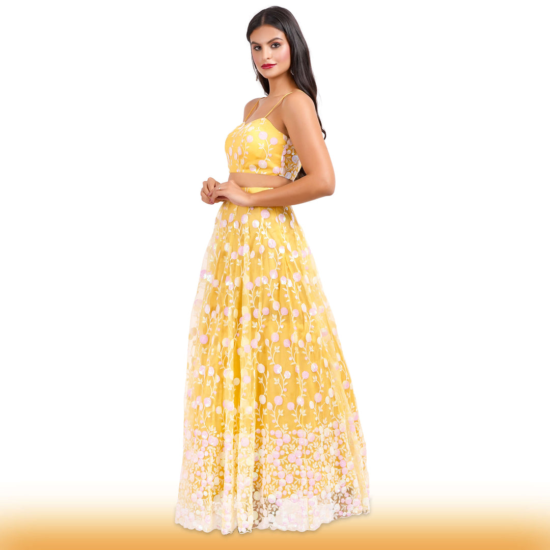 Yellow Rainbow Sequin Lehenga