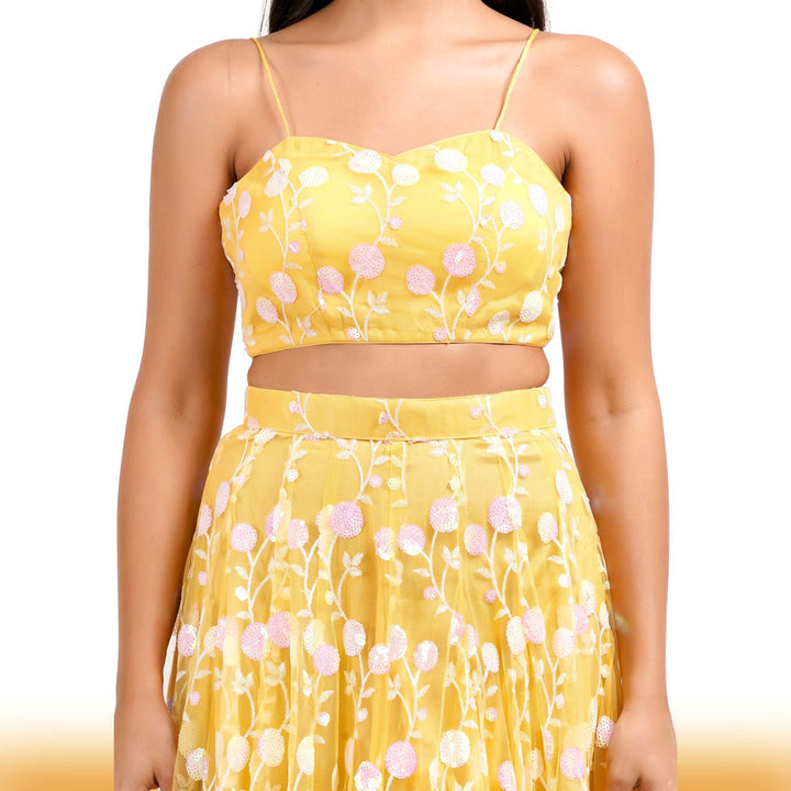 Yellow Rainbow Sequin Lehenga