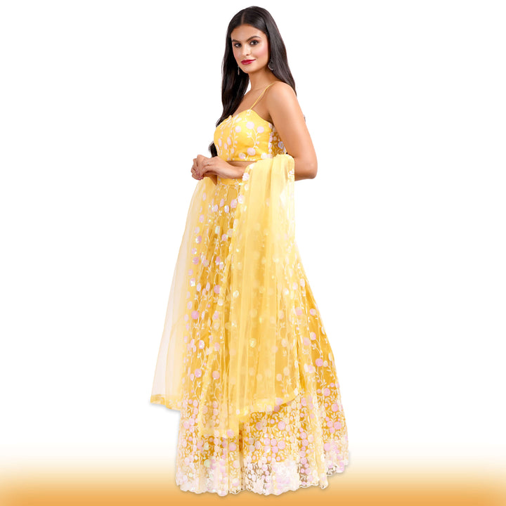 Yellow Rainbow Sequin Lehenga