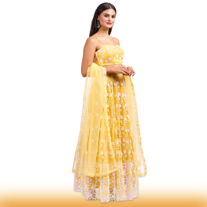 Yellow Rainbow Sequin Lehenga