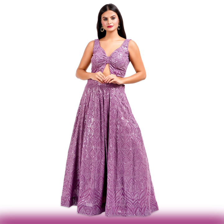 Purple Georgette Sequin Lehenga