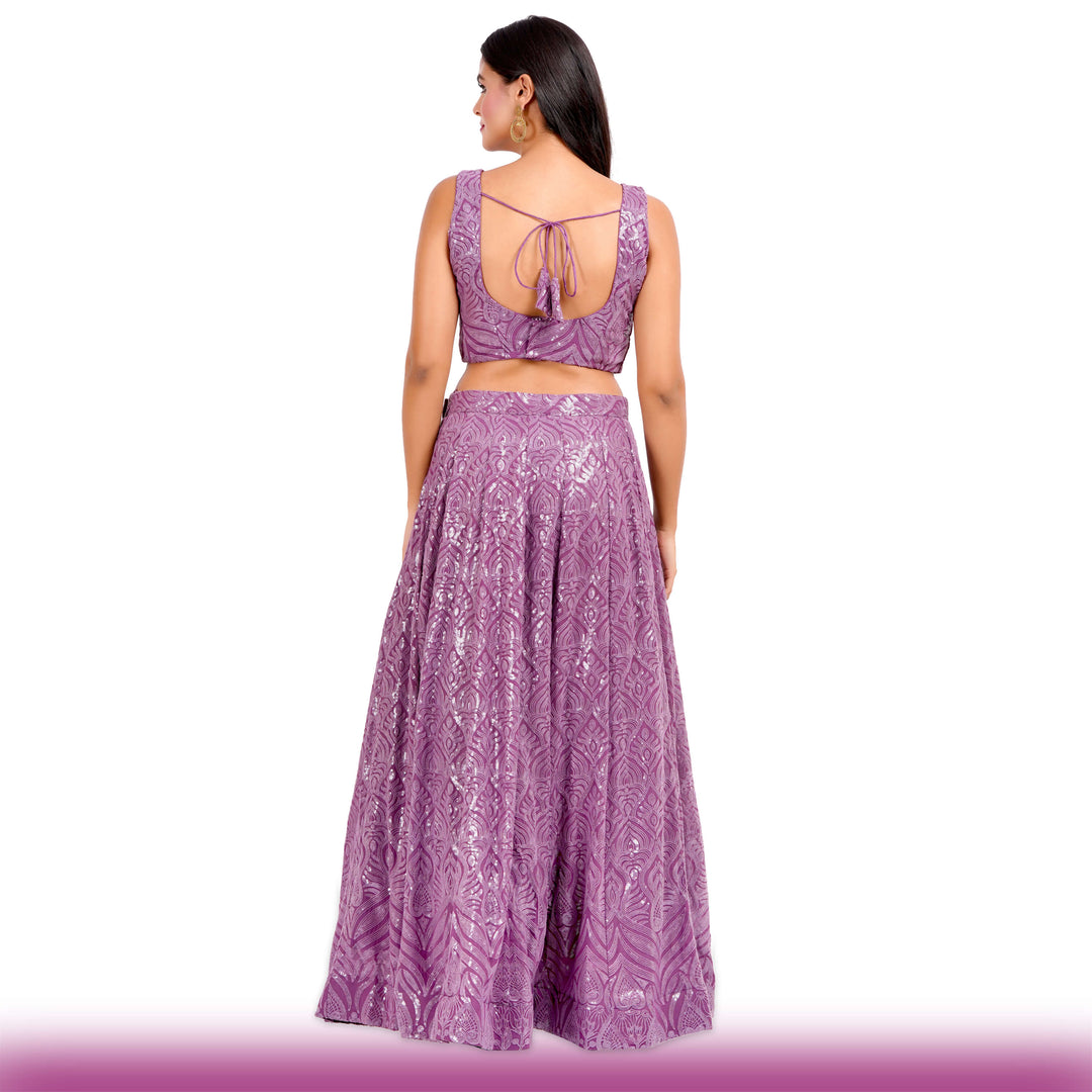 Purple Georgette Sequin Lehenga