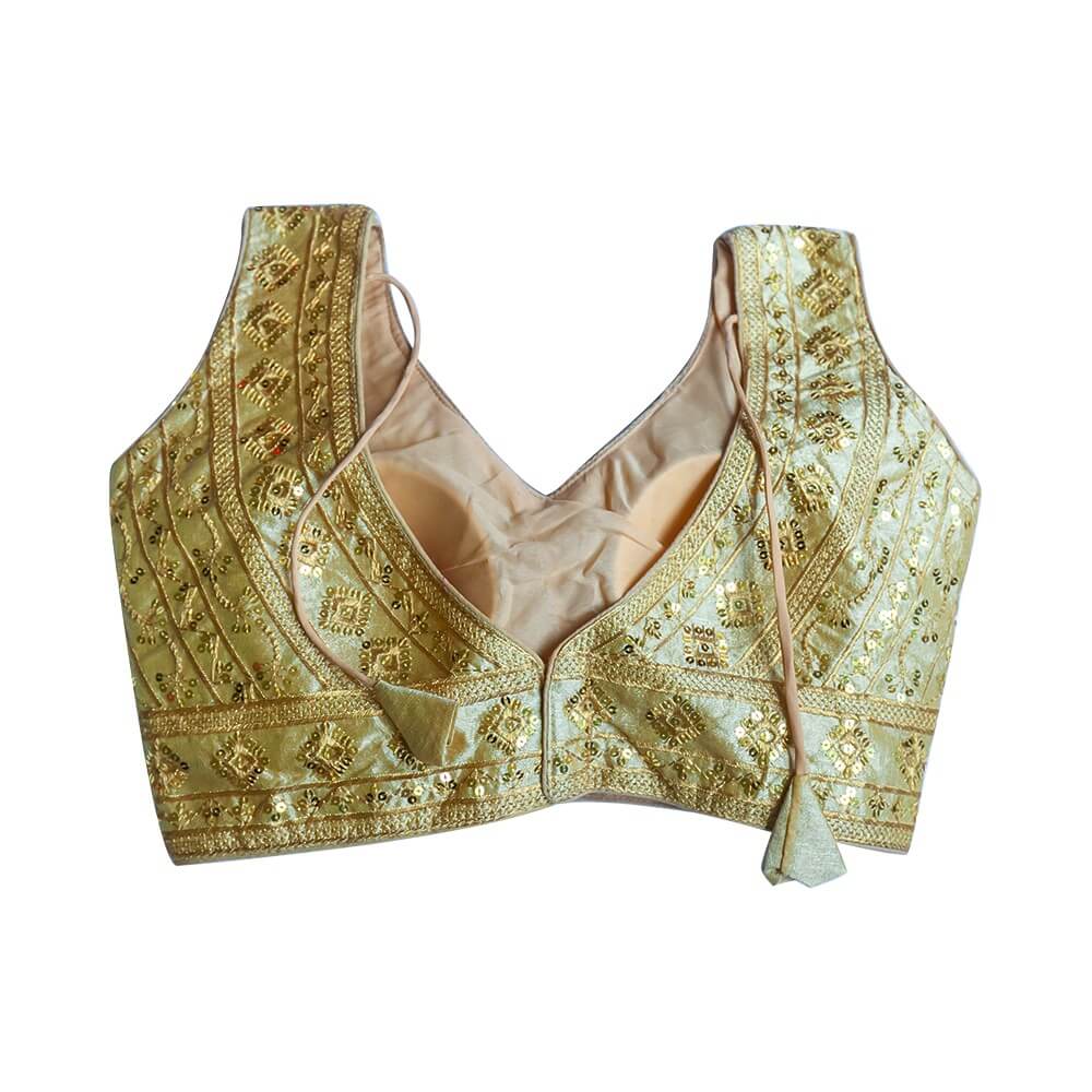 Ready to wear sleeveless Saree Blouse - Gold | | Chiro's By Jigyasa